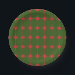 Retro Mid-century Vintage Christmas Stars Pattern Paper Plate<br><div class="desc">Retro midcentury modern atomic age vintage starburst pattern in Christmas red and green. A fun nod toward the 1950s and 60s and mid mod design,  in nostalgic colours.  Great for the holidays or for any time.</div>