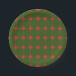 Retro Mid-century Vintage Christmas Stars Pattern Paper Plate<br><div class="desc">Retro midcentury modern atomic age vintage starburst pattern in Christmas red and green. A fun nod toward the 1950s and 60s and mid mod design,  in nostalgic colours.  Great for the holidays or for any time.</div>