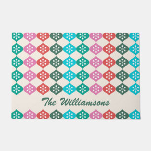 Retro Mid Mod Atomic Holiday Pattern Personalised Doormat