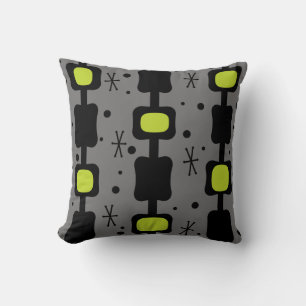 Retro Mid Mod Columns Boxes Chartreuse Cushion