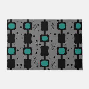 Retro Mid Mod Columns Boxes Teal Doormat