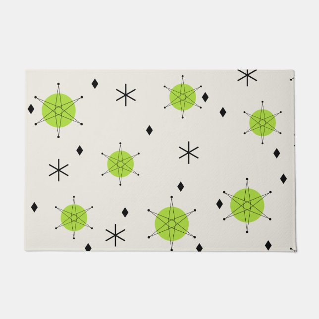 Retro Mid Mod Starburst Sky Chartreuse Doormat (Front)