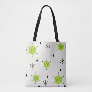 Retro Mid Mod Starburst Sky Chartreuse Tote Bag