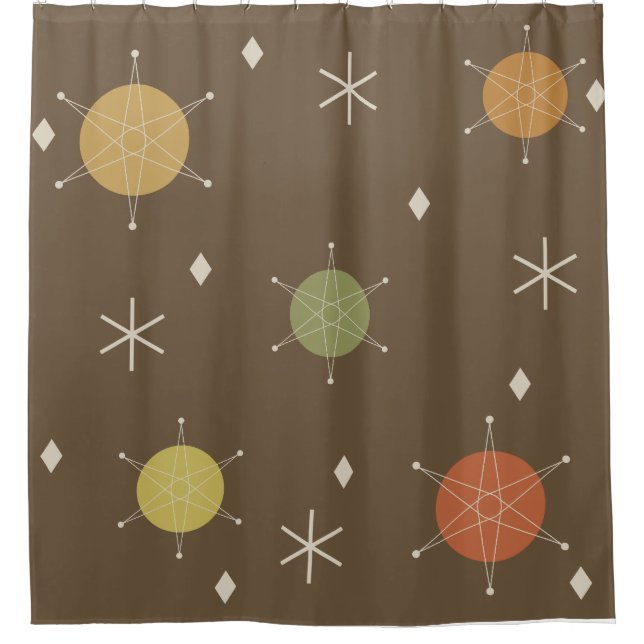 Retro Mid Mod Starburst Sky Multicolored Shower Curtain (Front)