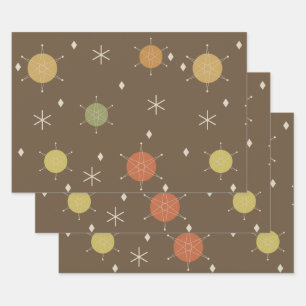 Retro Mid Mod Starburst Sky Multicolored Wrapping Paper Sheet