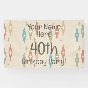 Retro Midcentury 40th Birthday Banner