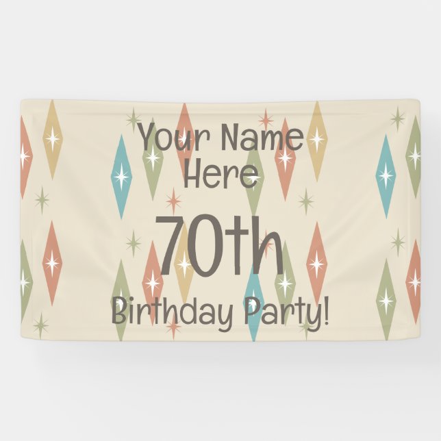 Retro Midcentury 70th Birthday Banner (Horizontal)