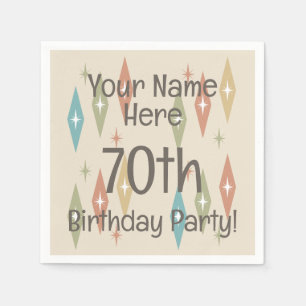 Retro Midcentury 70th Birthday Napkin