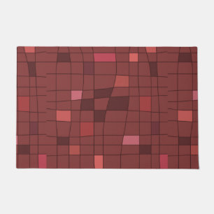 Retro Midcentury Art Warped Burgundy Doormat