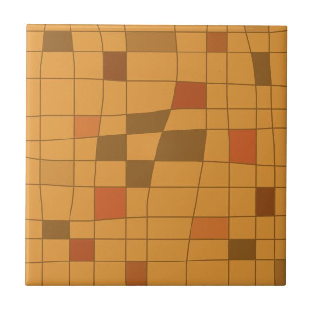 Retro Midcentury Art Warped Ochre Tile (Front)