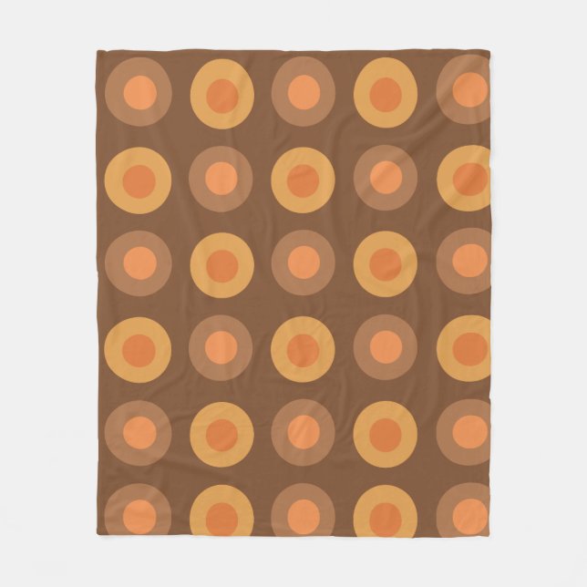 Retro MidCentury Dots Burnt Orange Fleece Blanket (Front)