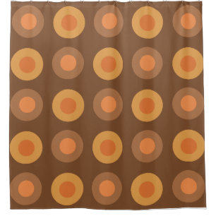 Retro MidCentury Dots Burnt Orange Shower Curtain