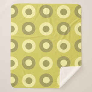 Retro MidCentury Dots Chartreuse Sherpa Blanket