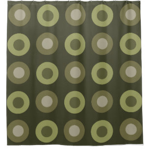 Retro MidCentury Dots Olive Green Shower Curtain