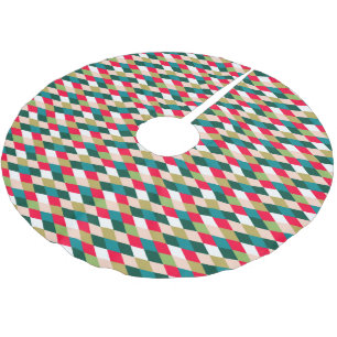 Retro Midcentury Harlequin Diamond Christmas Color Brushed Polyester Tree Skirt