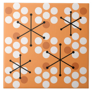 Retro Midcentury MCM Dots Orange Tile