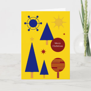Retro Midcentury Modern Christmas Card with Trees