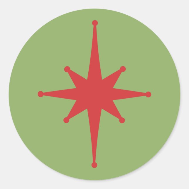 Retro Midcentury Modern Christmas Starburst  Classic Round Sticker (Front)