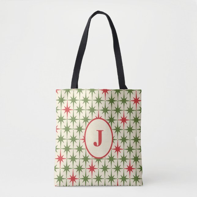Retro Midcentury Modern Christmas Starbursts  Tote Bag (Front)