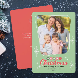Retro Midcentury Modern Message Photo Christmas Holiday Card