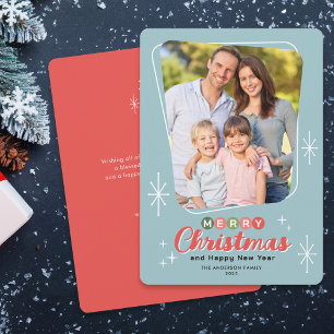 Retro Midcentury Modern Message Photo Christmas Holiday Card
