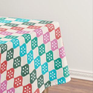 Retro MidCentury Modern Pattern Colorful Christmas Tablecloth