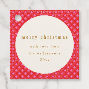 Retro MidCentury Red Pink Cute Custom Christmas Favour Tags