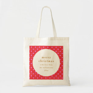 Retro MidCentury Red Pink Cute Custom Christmas Tote Bag