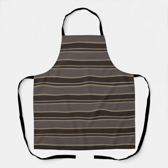 Retro Midcentury Stripes Dark Academia Apron (Front)