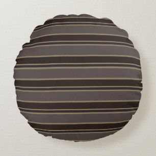 Retro Midcentury Stripes Dark Academia Round Cushion