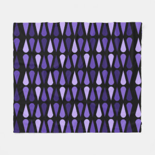 Retro Midcentury Teardrops Black Indigo Fleece Blanket