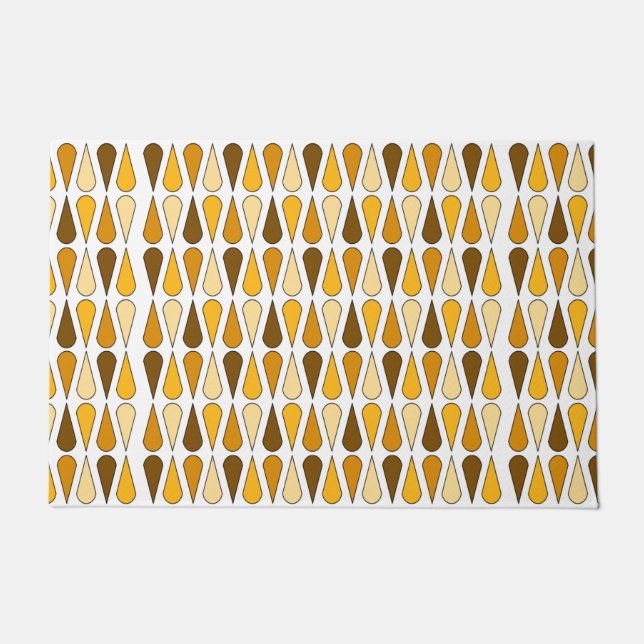 Retro Midcentury Teardrops Ochre Doormat (Front)