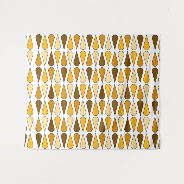 Retro Midcentury Teardrops Ochre Tapestry (Front (Horizontal))