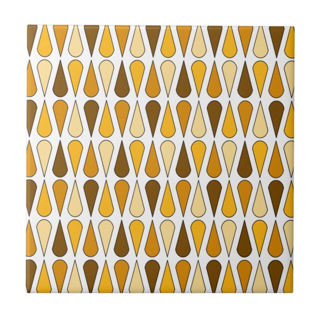 Retro Midcentury Teardrops Ochre Tile (Front)