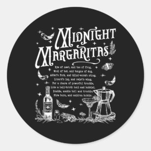 Retro Midnight Margaritas Funny Halloween Magical Classic Round Sticker