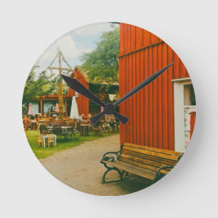 Retro Midsummer celebration in Trosa, Sweden Round Clock