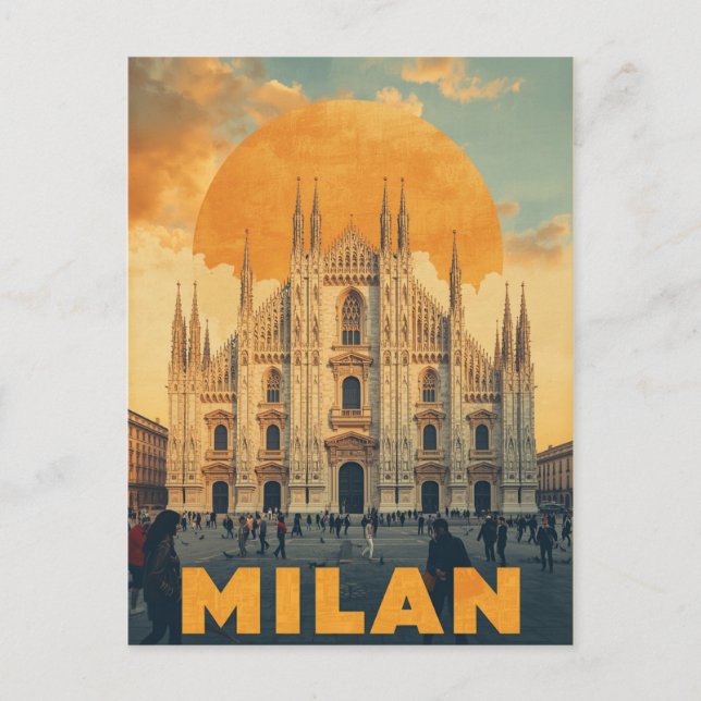 Retro Milan Cathedral Postcard (Front)