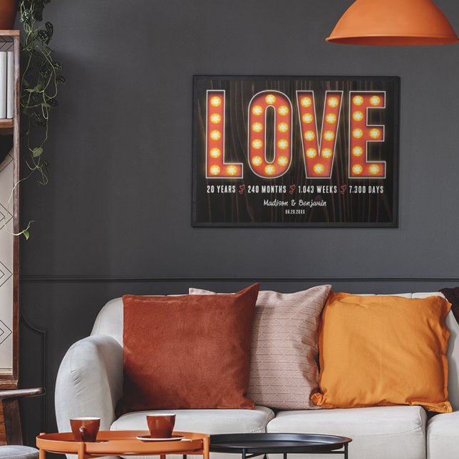 Retro Milestone 20th Anniversary Personalised Love Poster (Creator Uploaded)