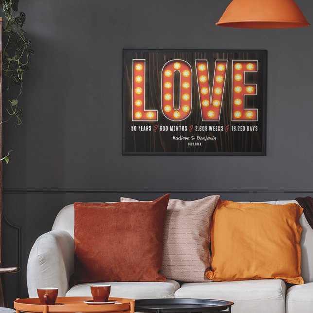Retro Milestone 50th Anniversary Personalised Love Poster (Creator Uploaded)