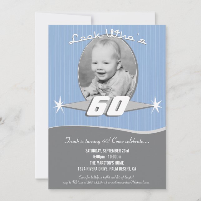 Retro Milestone Birthday Party Photo Invitation (Front)