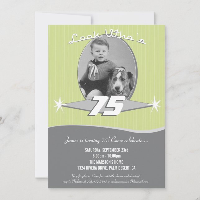Retro Milestone Birthday Party Photo Invitation (Front)