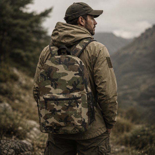 Retro Military Camouflage Pattern Printed Backpack (Creator Uploaded)
