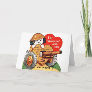Retro Military Gunner Valentine's Day Card
