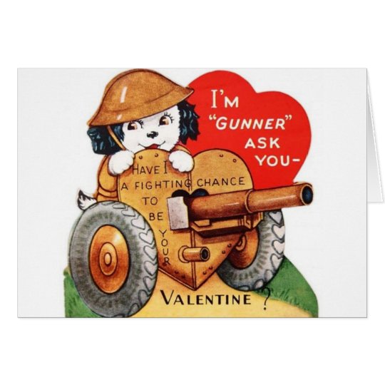 Retro Military Gunner Valentine's Day Card