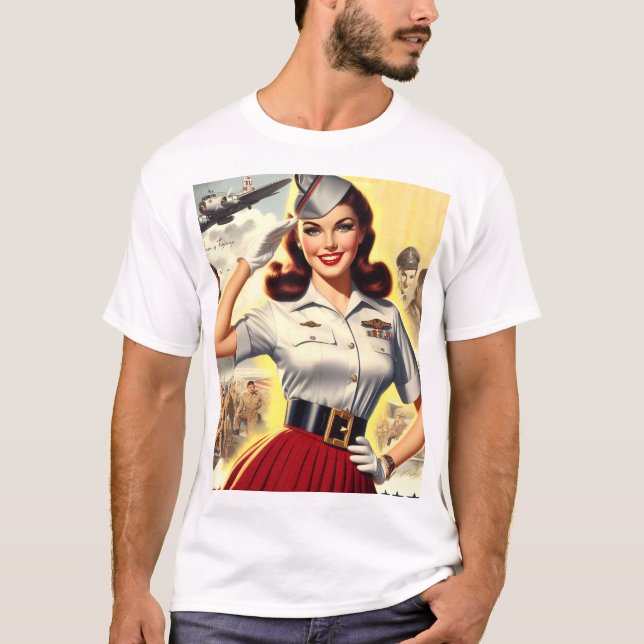 Retro Military Pin-up T-Shirt (Front)