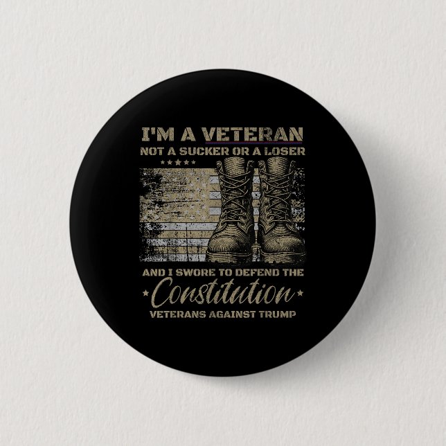 Retro Military Veterans Against Trump Protest 6 Cm Round Badge (Front)