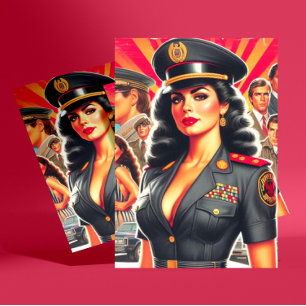 Retro Military Woman Postcard