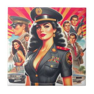 Retro Military Woman Tile