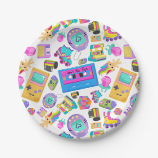 Retro Millennial Themed Party Mix Tape - Add Name Paper Plate