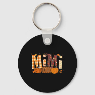 Retro Mimi Pumpkin Fall Leaves Grandma Fall Thanks Key Ring